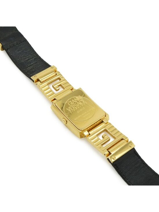 Versace Medusa Gold Dial Leather Quartz Watch main image 4